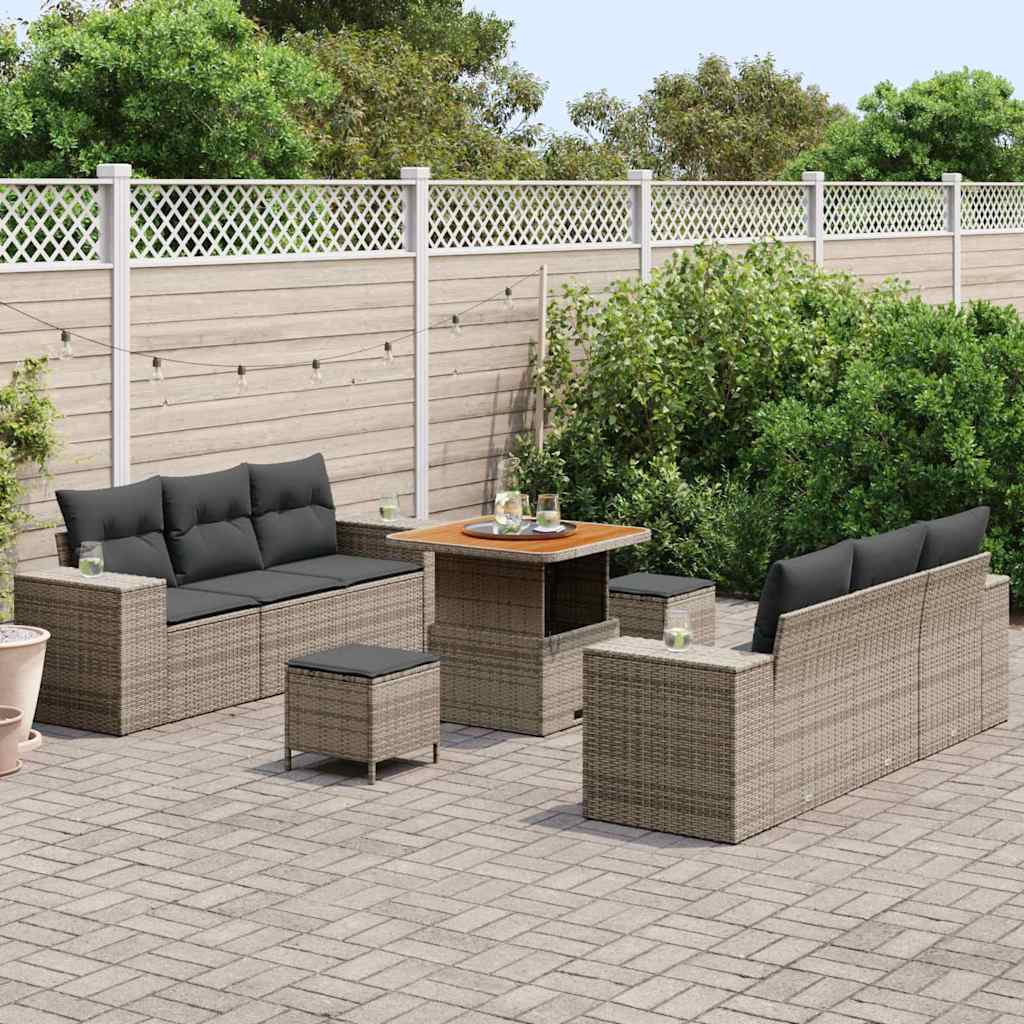 Set Divano da Giardino con cuscino Grigio 221 x 204 x 85 cm | homemem39
