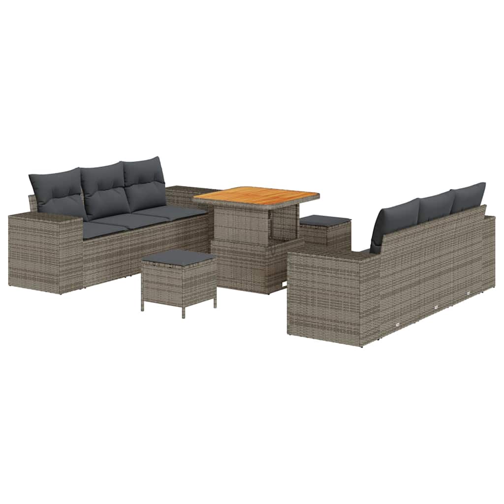 Set Divano da Giardino con cuscino Grigio 221 x 204 x 85 cm | homemem39