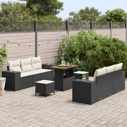 Set Divano da Giardino con cuscino 9 pcs Nero e Crema | homemem39