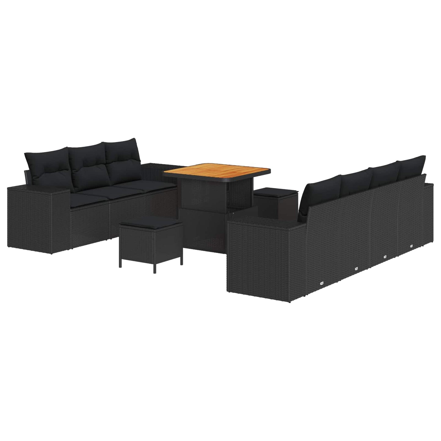 Set Divano da Giardino 10 pcs Nero Rattan in Polipropilene | homemem39