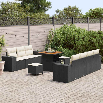 Set Divano da Giardino con cuscino 10 pcs Nero e Crema | homemem39
