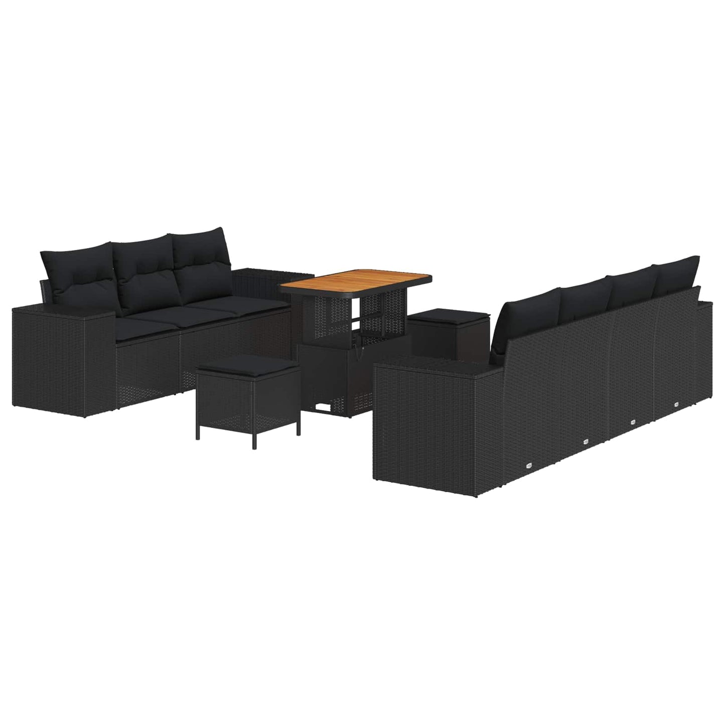 Set Divano da Giardino 10 pcs Nero Rattan in Polipropilene | homemem39