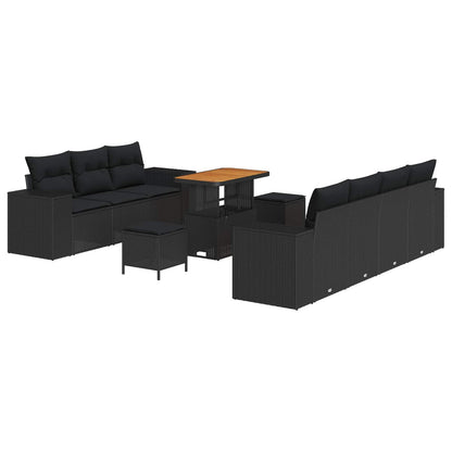 Set Divano da Giardino 10 pcs Nero Rattan in Polipropilene | homemem39