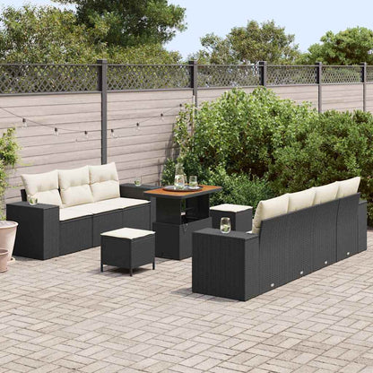 Set Divano da Giardino con cuscino 10 pcs Nero e Crema | homemem39