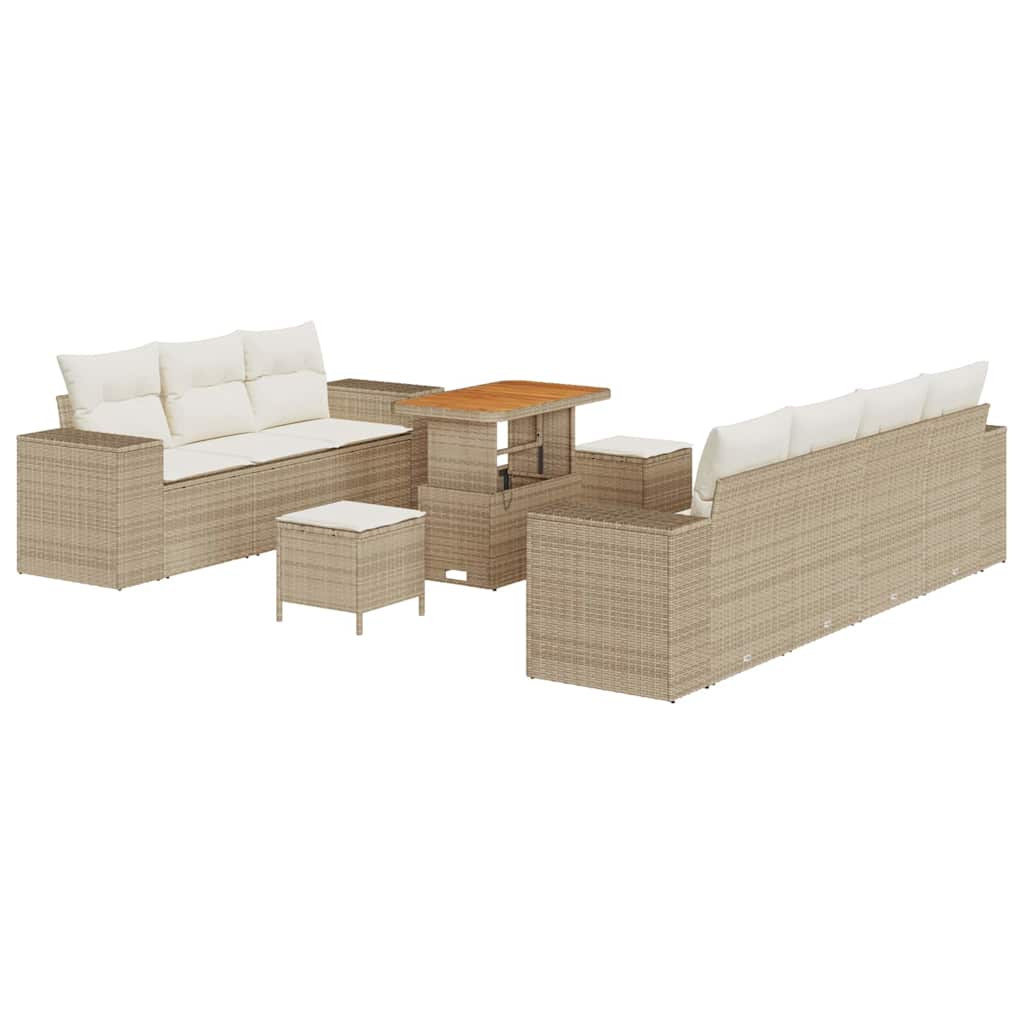 Set Divano da Giardino con cuscino 10 pcs Beige e Crema | homemem39