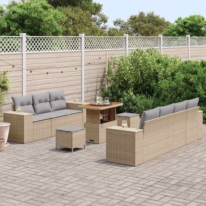 Set Divano da Giardino con cuscino 10 pcs Beige e Grigio Chiaro | homemem39