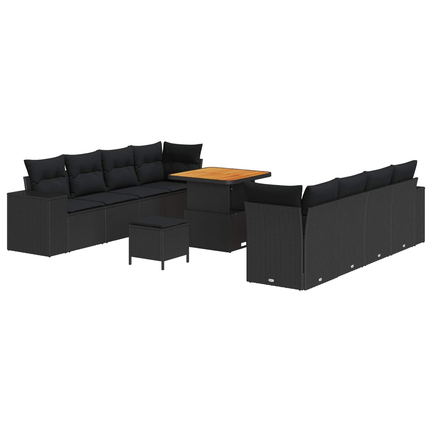 Set Divano da Giardino con cuscino 11 pcs Nero polyrattan | homemem39