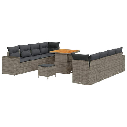 Set Divano da Giardino con cuscino 11 pcs Grigio polyrattan | homemem39