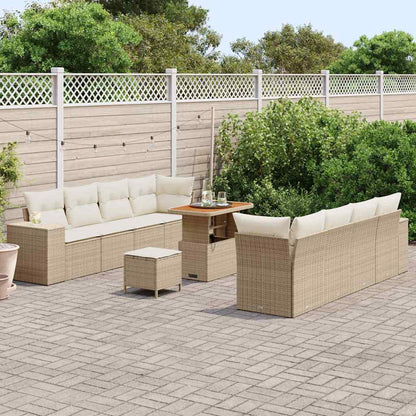 Set Divano da Giardino 11 pcs Beige e Crema polyrattan | homemem39