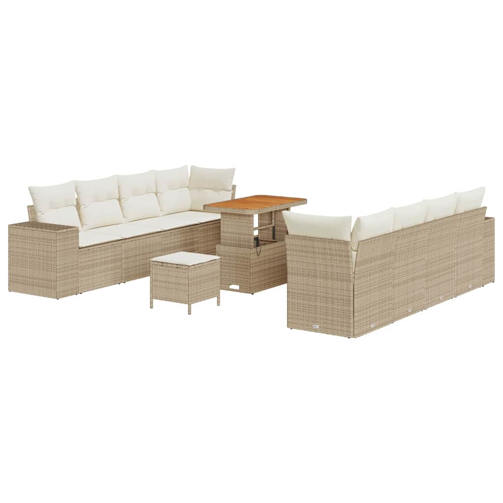 Set Divano da Giardino 11 pcs Beige e Crema polyrattan | homemem39