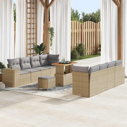 Set Divano da Giardino 11 pcs Beige e Grigio Chiaro polyrattan | homemem39