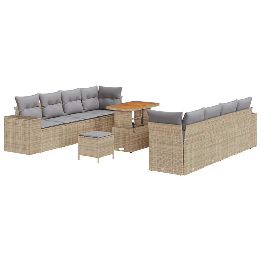 Set Divano da Giardino 11 pcs Beige e Grigio Chiaro polyrattan | homemem39