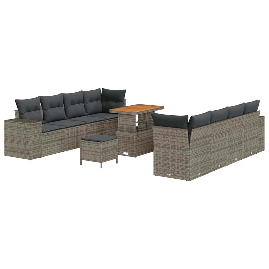 Set Divano da Giardino con cuscino 11 pcs Grigio polyrattan | homemem39