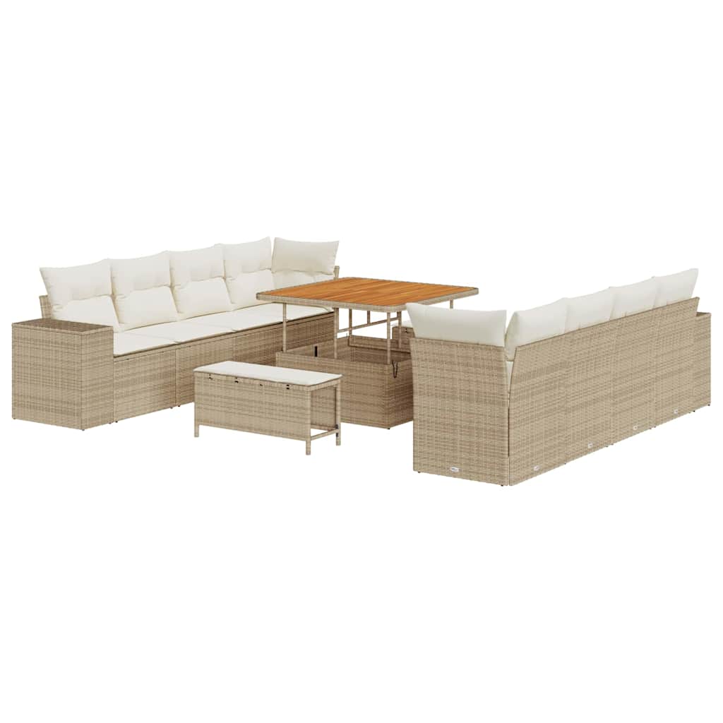 Set Divano da Giardino 11 pcs Beige e Crema polyrattan | homemem39