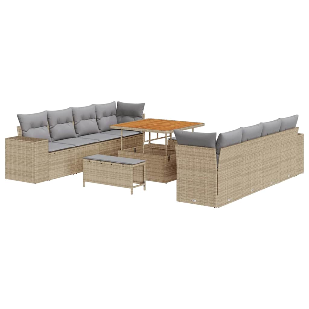 Set Divano da Giardino 11 pcs Beige e Grigio Chiaro polyrattan | homemem39