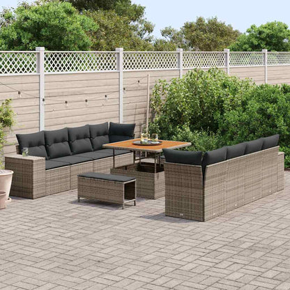 Set Divano da Giardino con cuscino 11 pcs Grigio polyrattan | homemem39