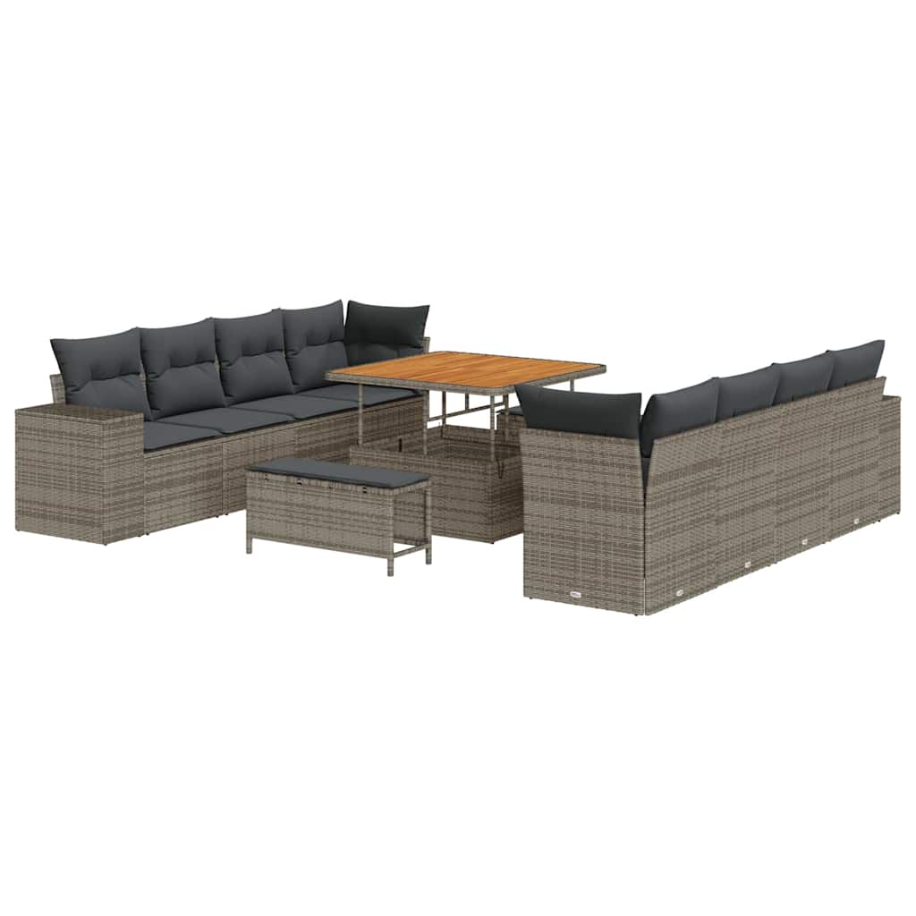 Set Divano da Giardino con cuscino 11 pcs Grigio polyrattan | homemem39