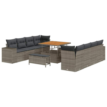 Set Divano da Giardino con cuscino 11 pcs Grigio polyrattan | homemem39