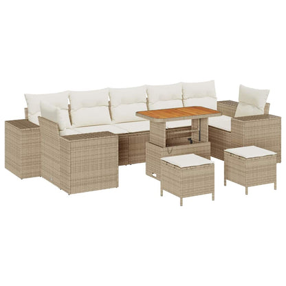 Set Divano da Giardino con cuscino 10 pcs Beige e Crema | homemem39
