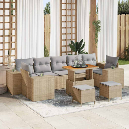 Set Divano da Giardino con cuscino 10 pcs Beige e Grigio Chiaro | homemem39