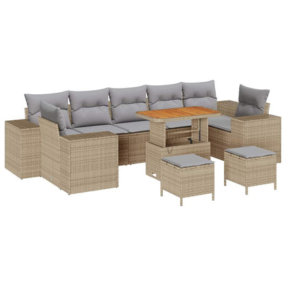 Set Divano da Giardino con cuscino 10 pcs Beige e Grigio Chiaro | homemem39