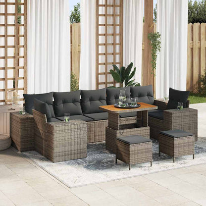 Set Divano da Giardino con cuscino con cuscino 10 pcs Grigio | homemem39