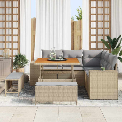 Set Divano da Giardino 8 pcs Beige e Grigio Chiaro polyrattan | homemem39