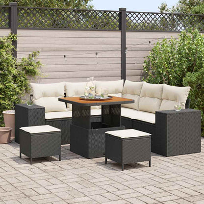 Set Divano da Giardino 8 pcs Nero e Crema polyrattan | homemem39
