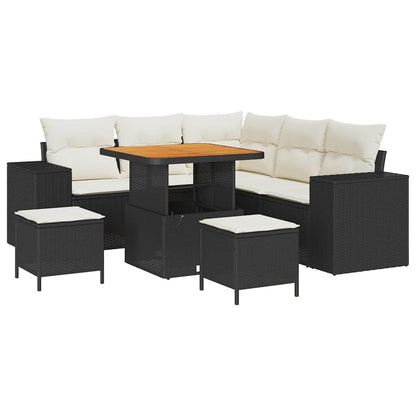 Set Divano da Giardino 8 pcs Nero e Crema polyrattan | homemem39