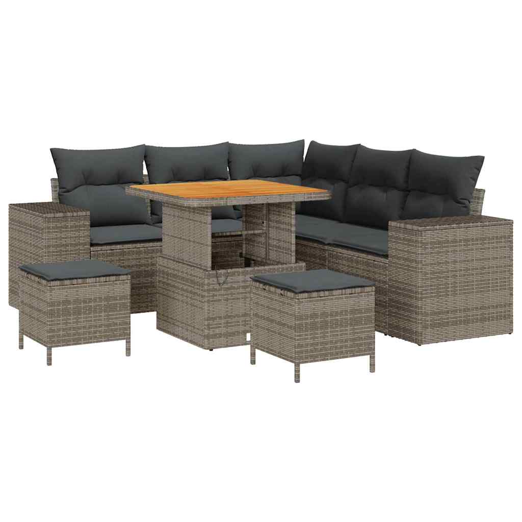 Set Divano da Giardino con cuscino 8 pcs Grigio polyrattan | homemem39