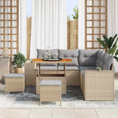 Set Divano da Giardino 8 pcs Beige e Grigio Chiaro polyrattan | homemem39