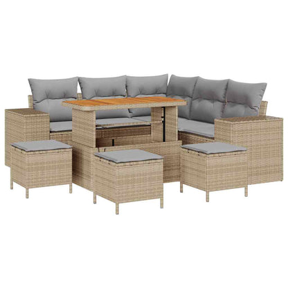 Set Divano da Giardino 9 pcs Beige e Grigio Chiaro polyrattan | homemem39