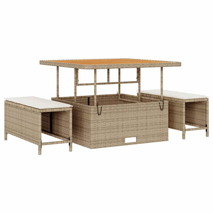 Set Divano da Giardino 9 pcs Beige e Crema polyrattan