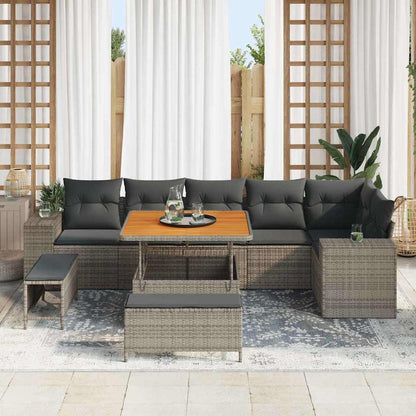 Set Divano da Giardino con cuscino 9 pcs Grigio polyrattan