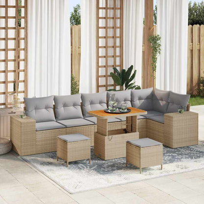 Set Divano da Giardino 9 pcs Beige e Grigio Chiaro polyrattan | homemem39