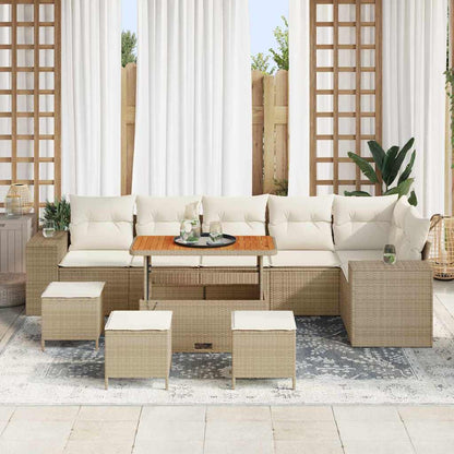 Set Divano da Giardino 10 pcs Beige e Crema polyrattan | homemem39