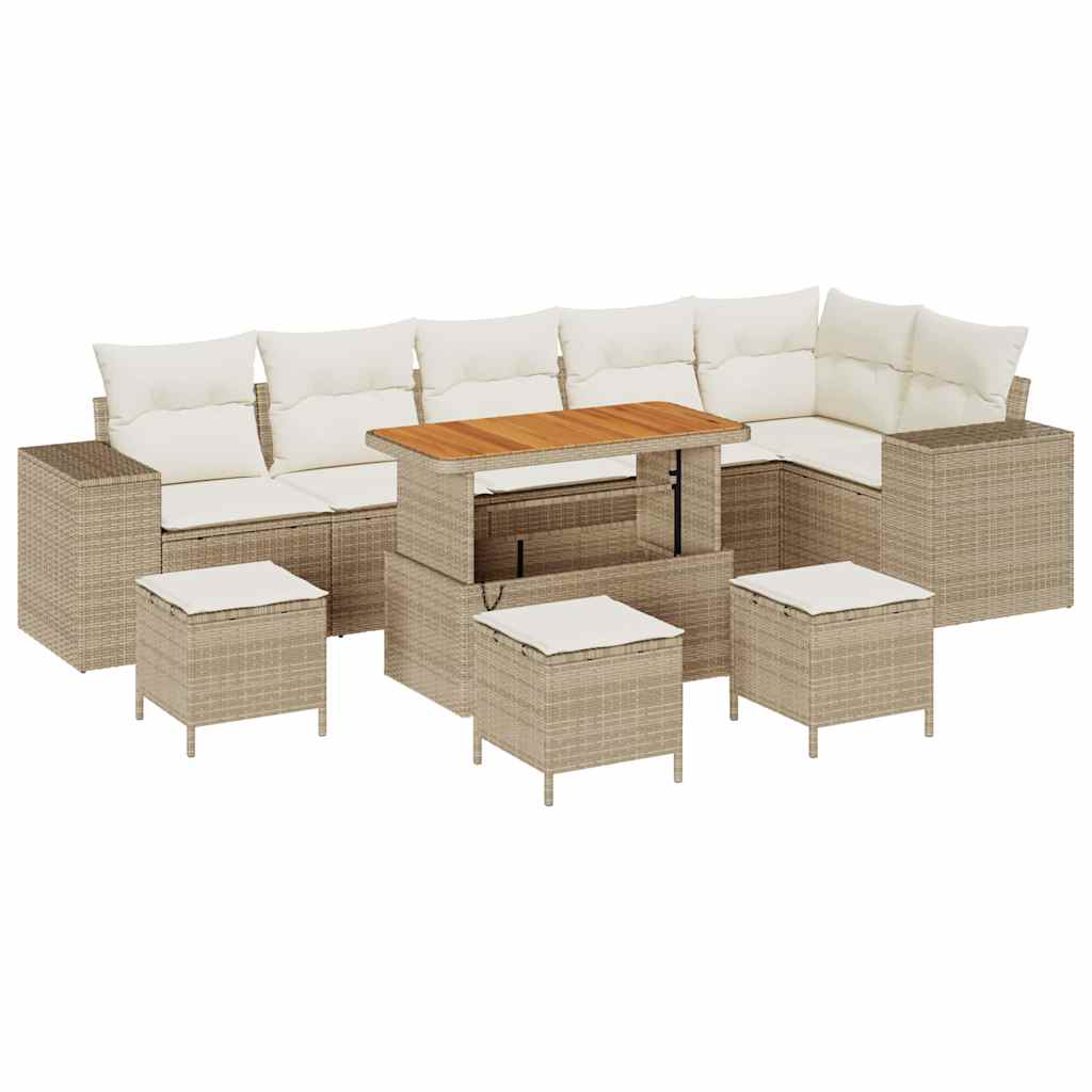 Set Divano da Giardino 10 pcs Beige e Crema polyrattan | homemem39