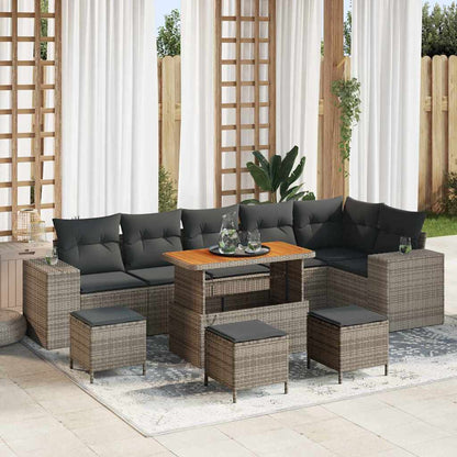 Set Divano da Giardino con cuscino 10 pcs Grigio polyrattan