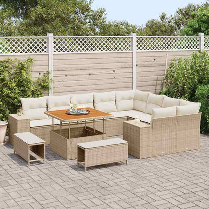 Set Divano da Giardino con cuscino 12 pcs Beige e Crema