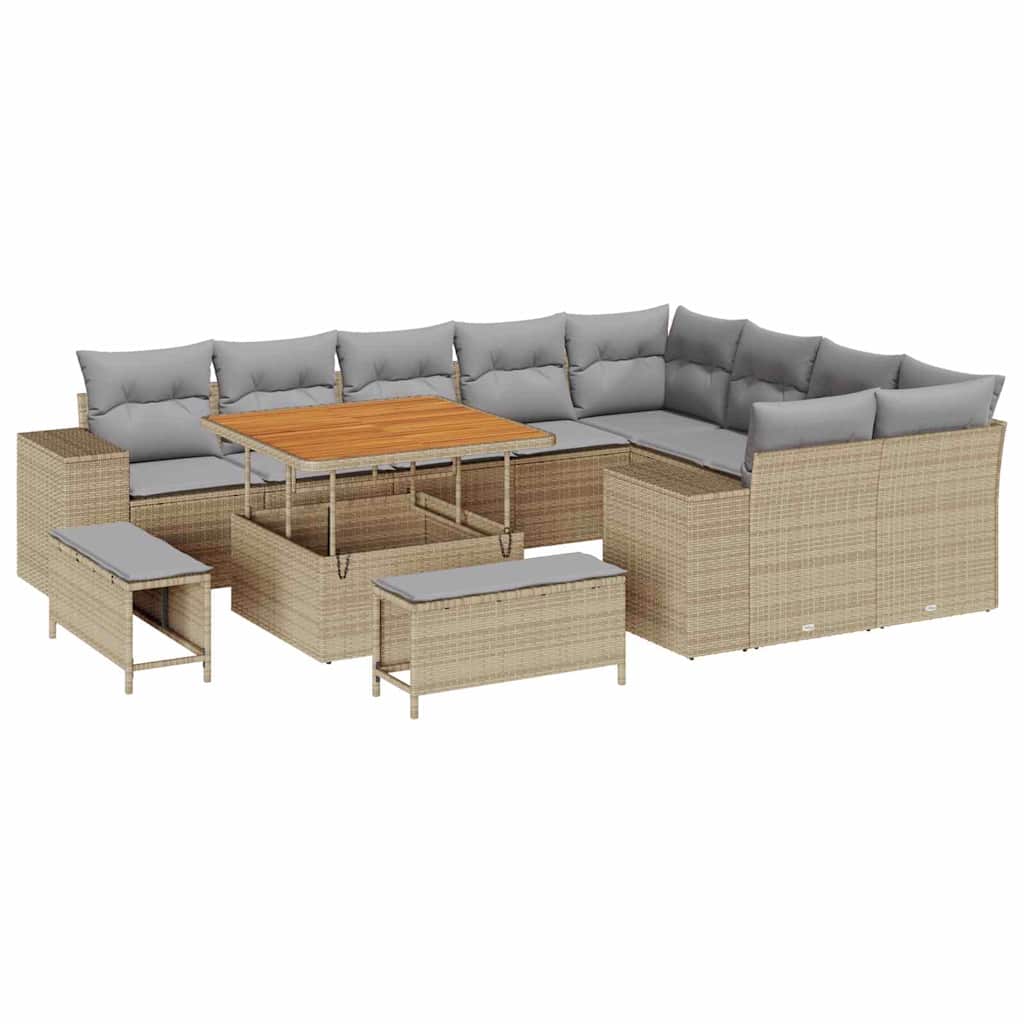 Set Divano da Giardino con cuscino 12 pcs Beige e Grigio Chiaro | homemem39
