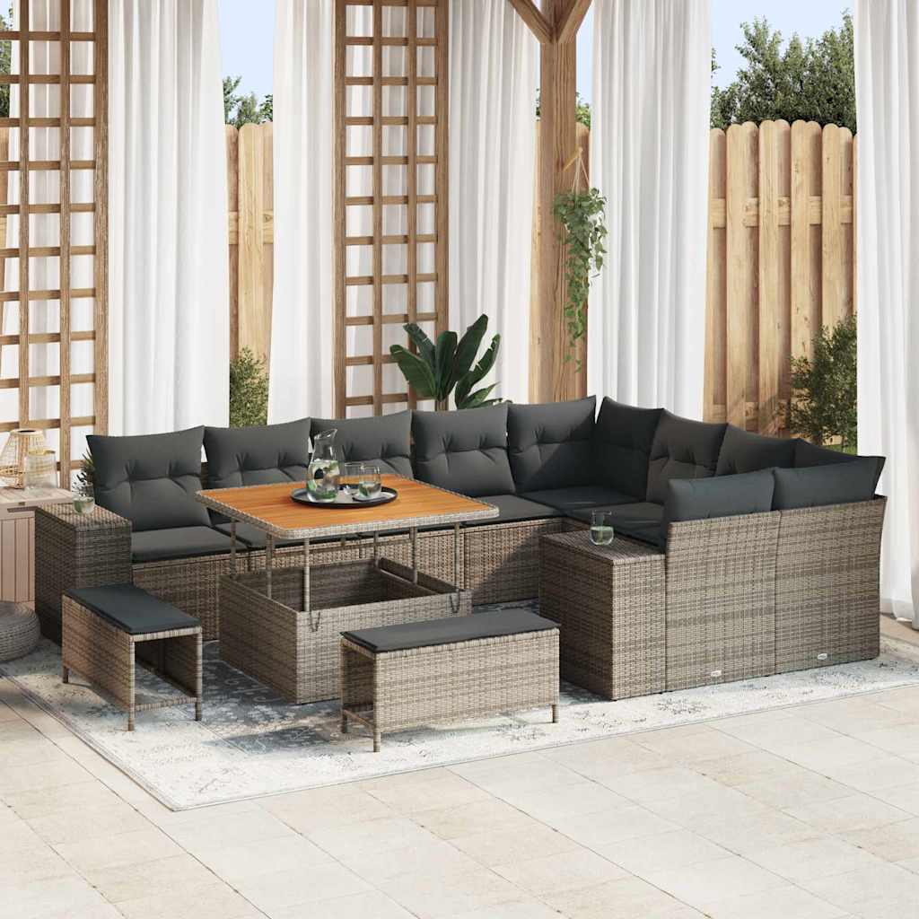 Set Divano da Giardino con cuscino con cuscino 12 pcs Grigio | homemem39