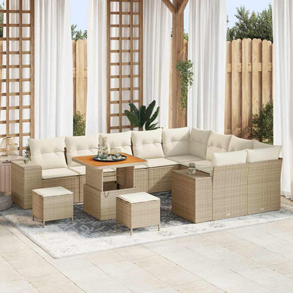 Set Divano da Giardino con cuscino 12 pcs Beige e Crema