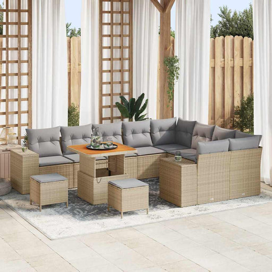 Set Divano da Giardino con cuscino 12 pcs Beige e Grigio Chiaro