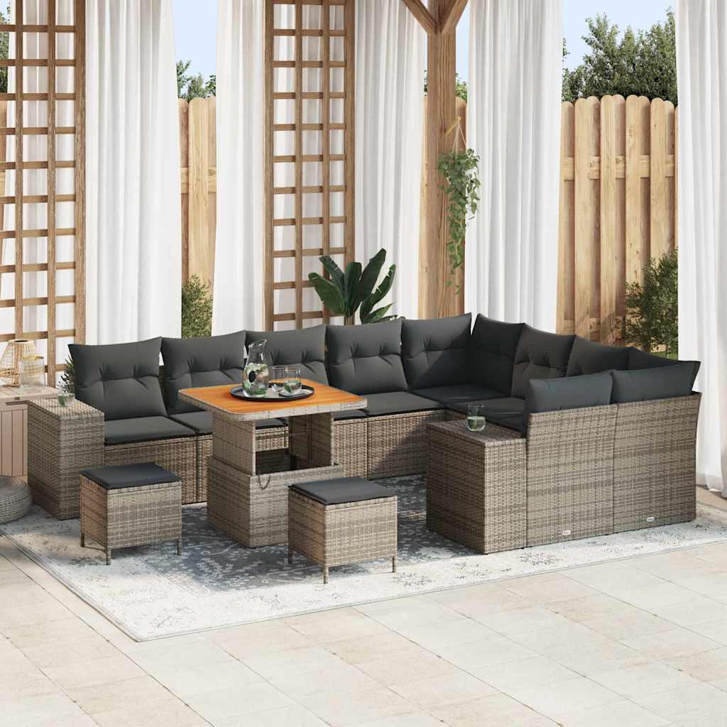 Set Divano da Giardino con cuscino con cuscino 12 pcs Grigio | homemem39