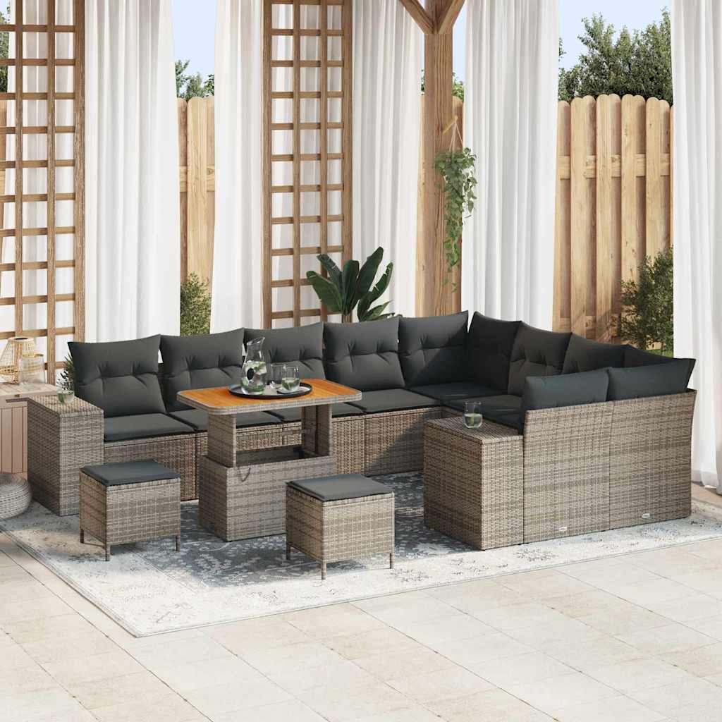 Set Divano da Giardino con cuscino con cuscino 12 pcs Grigio | homemem39