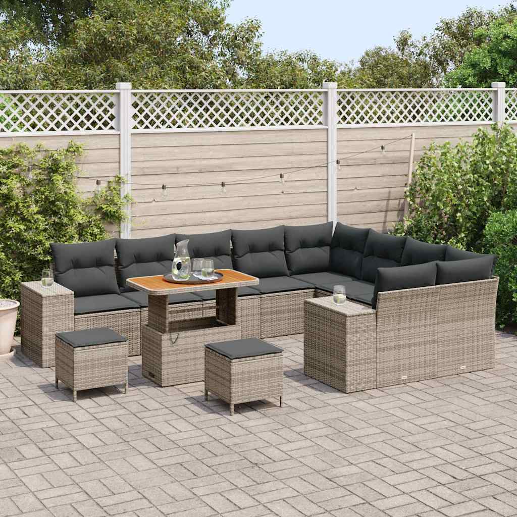 Set Divano da Giardino con cuscino con cuscino 12 pcs Grigio | homemem39
