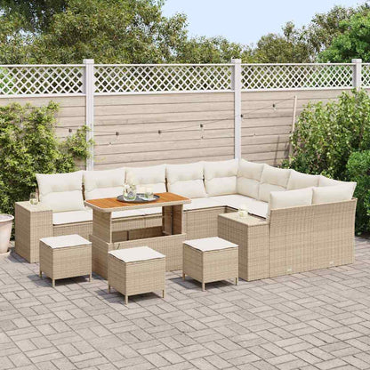 Set Divano da Giardino con cuscino 13 pcs Beige e Crema