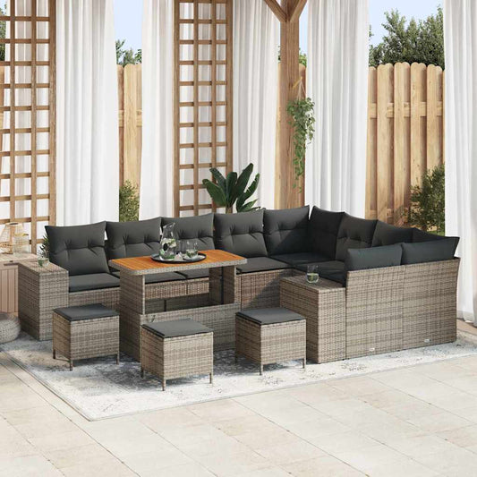 Set Divano da Giardino con cuscino con cuscino 13 pcs Grigio