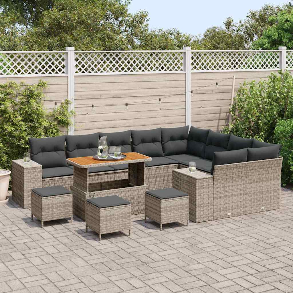 Set Divano da Giardino con cuscino con cuscino 13 pcs Grigio | homemem39