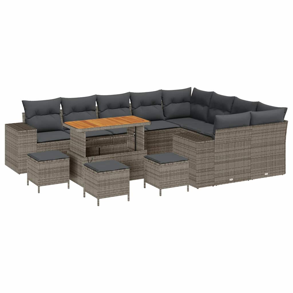 Set Divano da Giardino con cuscino con cuscino 13 pcs Grigio | homemem39
